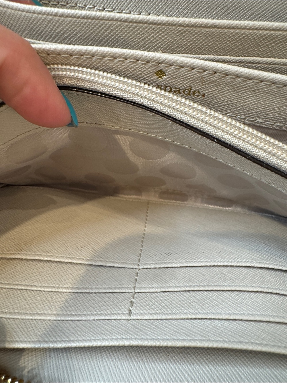 kate spade Neutral and Lemon Colorblock Zip Wallet with Gold Accent - Picture 8 of 13